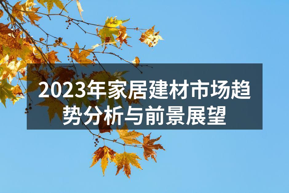 2023年家居建材市场趋势分析与前景展望